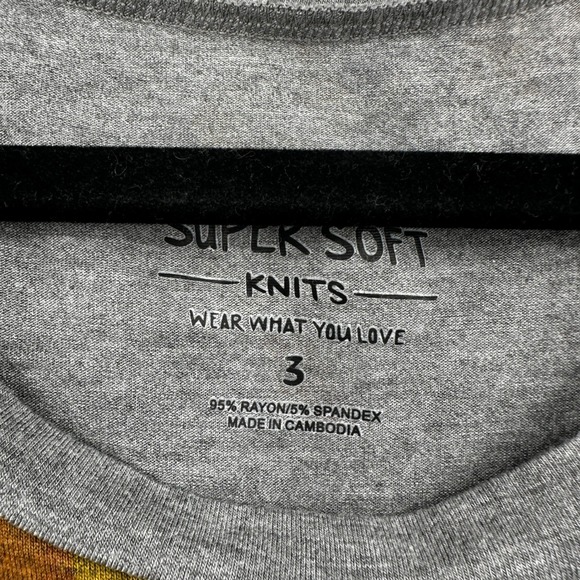 SUPER SOFT KNITS Womens Plus Size‎ 3 Gray Floral Print Short Sleeve T Shirt - Picture 3 of 7